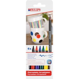 Marker pędzelkowy do ceramiki e-4200 / 65 EDDING, 6 szt., pudełko, mix kolorów