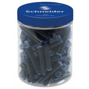 Naboje do piór SCHNEIDER, plastikowy słoik, 100 szt., niebieski