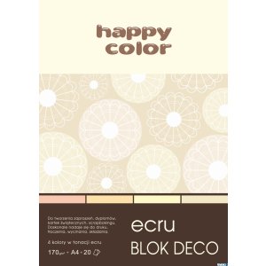 Blok Deco Ecru A4, 170g, 20 ark, 4 kol., Happy Color HA 3717 2030-092