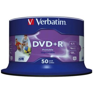 Płyta DVD + R VERBATIM AZO, 4,7GB, prędkość 16x, cake, 50szt., do nadruku