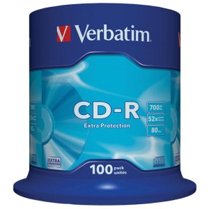 Płyta CD-R VERBATIM, 700MB, prędkość 52x, cake, 100szt., ekstra ochrona