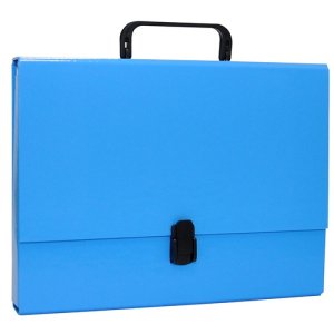 Teczka-pudełko OFFICE PRODUCTS, PP, A4 / 5cm, z rączką i zamkiem, niebieska