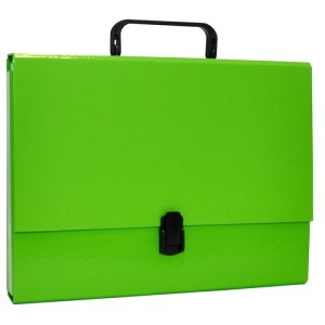 Teczka-pudełko OFFICE PRODUCTS, PP, A4 / 5cm, z rączką i zamkiem, jasnozielona