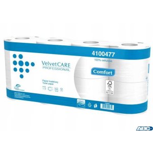 Papier toaletowy celuloza, 2 warstwy, biały, 27,5m - 250 listków (8szt) VELVET PROFESSIONAL Comfort 4100477
