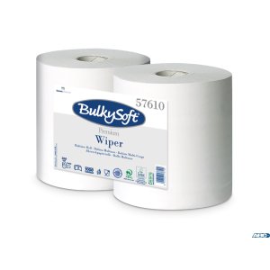 Czyściwo papierowe BULKYSOFT Premium, 2 warstwy, kolor biały, celuloza, długość 300m, idealne do szyb, (2 szt.) 57610